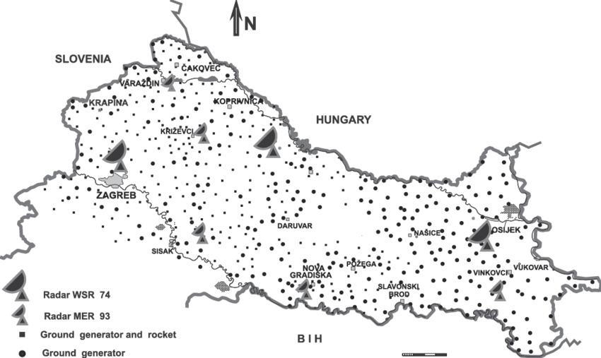 Operational Areas For Eight Radar Centres And Hail - Map (850x507), Png Download