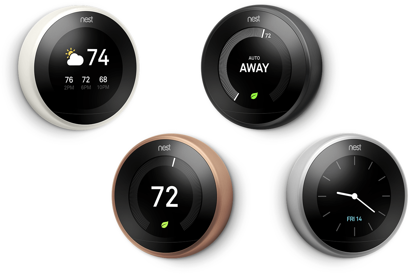 Image Of Nest Thermostat Color Options - Nest Black Vs Stainless Steel (1400x918), Png Download