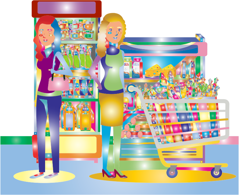 Two Women At The Supermarket Surreal - Supermarket Clipart (784x638), Png Download