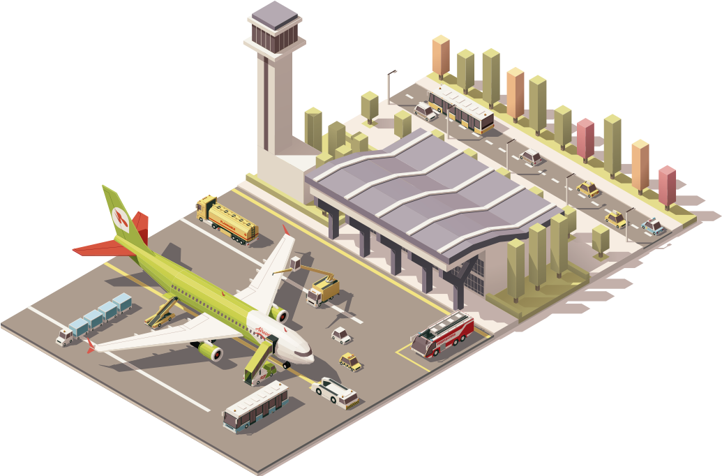 Airport - Isometric Airport Vector Free (1100x733), Png Download