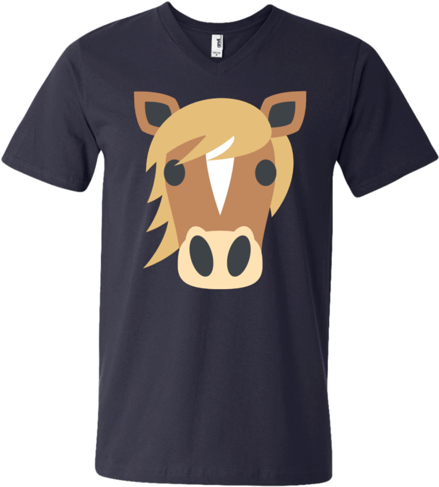 Horse Face Emoji Men's V Neck T Shirt - Shirt (960x960), Png Download