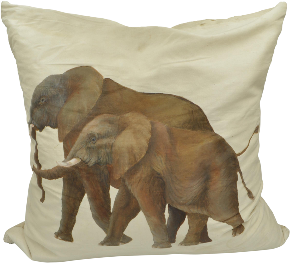 Silk Elephant Pillow From Neiman Marcus - Cushion (1024x928), Png Download