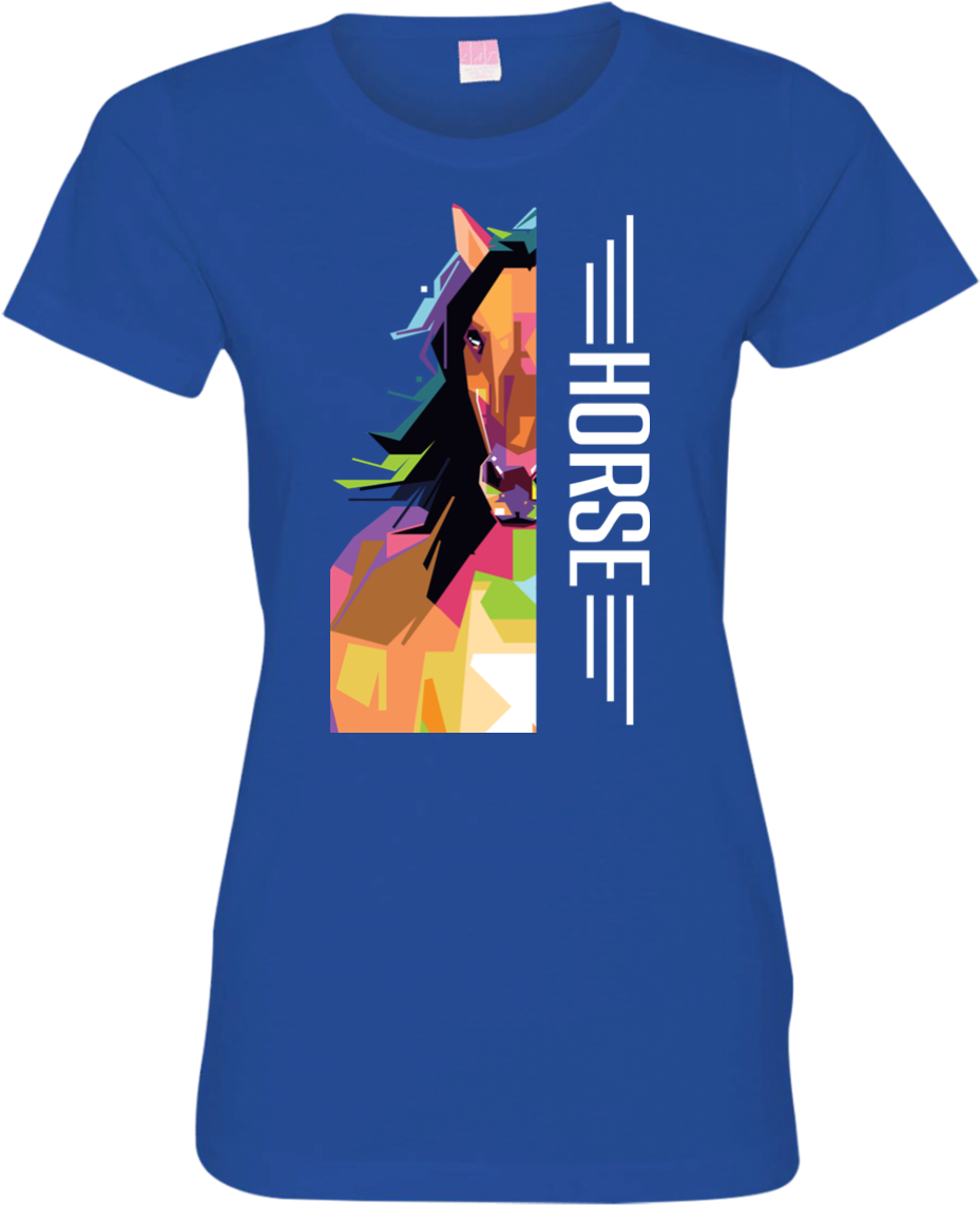 Horse Half Face Tshirt 3516 Lat Ladies' Fine Jersey - Shirt (1155x1155), Png Download