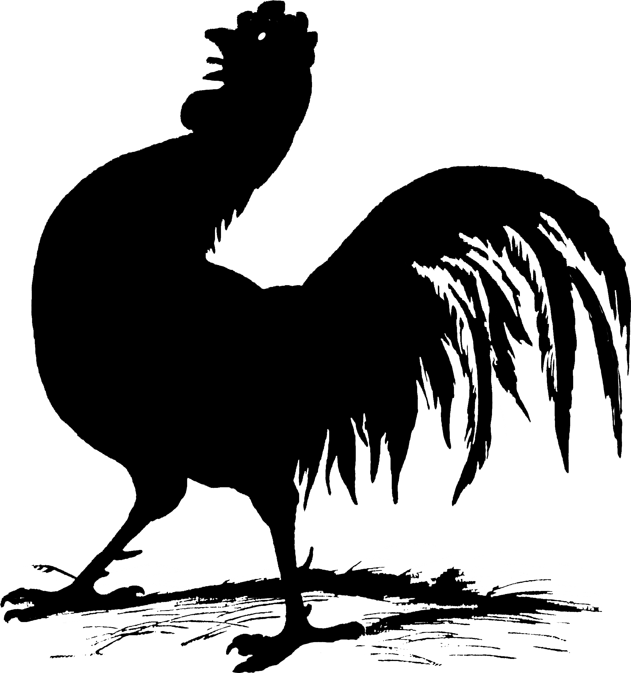 1424 Rooster Silhouette Free Vintage Clip Art - Rooster (3300x2550), Png Download