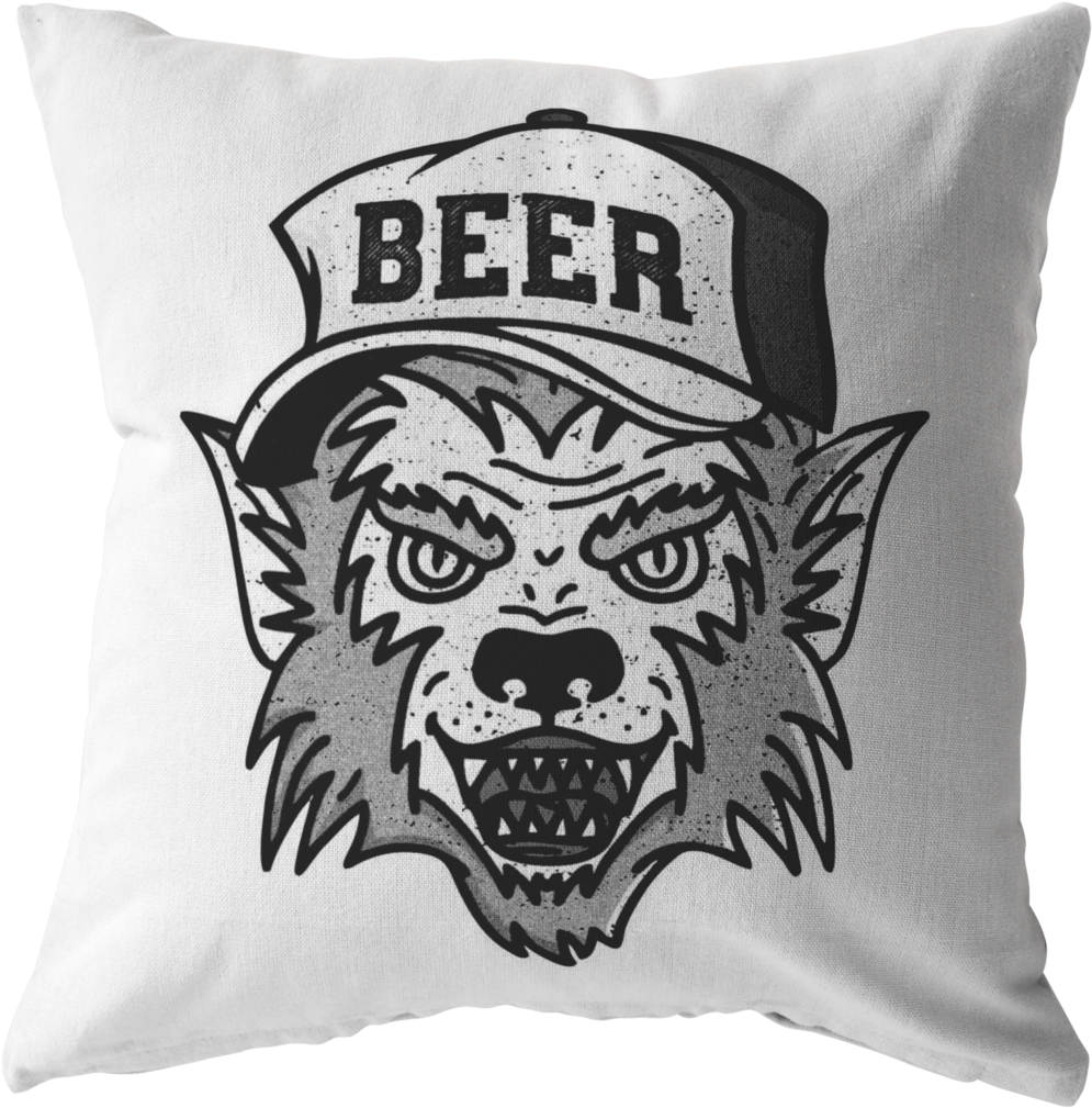 Werewolf Beer Hat Pillow Pillows - Throw Pillow (1024x1024), Png Download