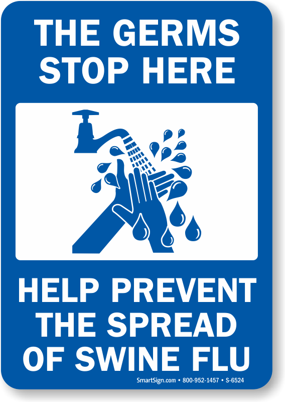 The Germs Stop Here Sign - Poster (568x800), Png Download