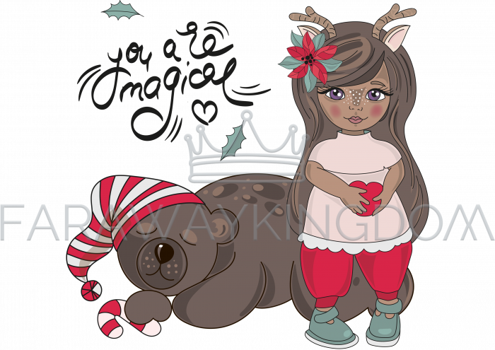 Girl Bear Sleeping Animal Cartoon Vector Illustration - Christmas Day (700x495), Png Download