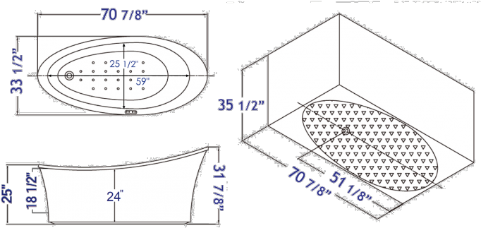 Eago Am1800 70" White Free Standing Oval Air Bubble - Architecture (700x700), Png Download