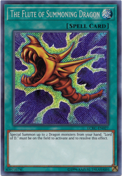 The Flute Of Summoning Dragon Lckc-en027 Secret Rare - Flute Of Summoning Dragon (600x600), Png Download