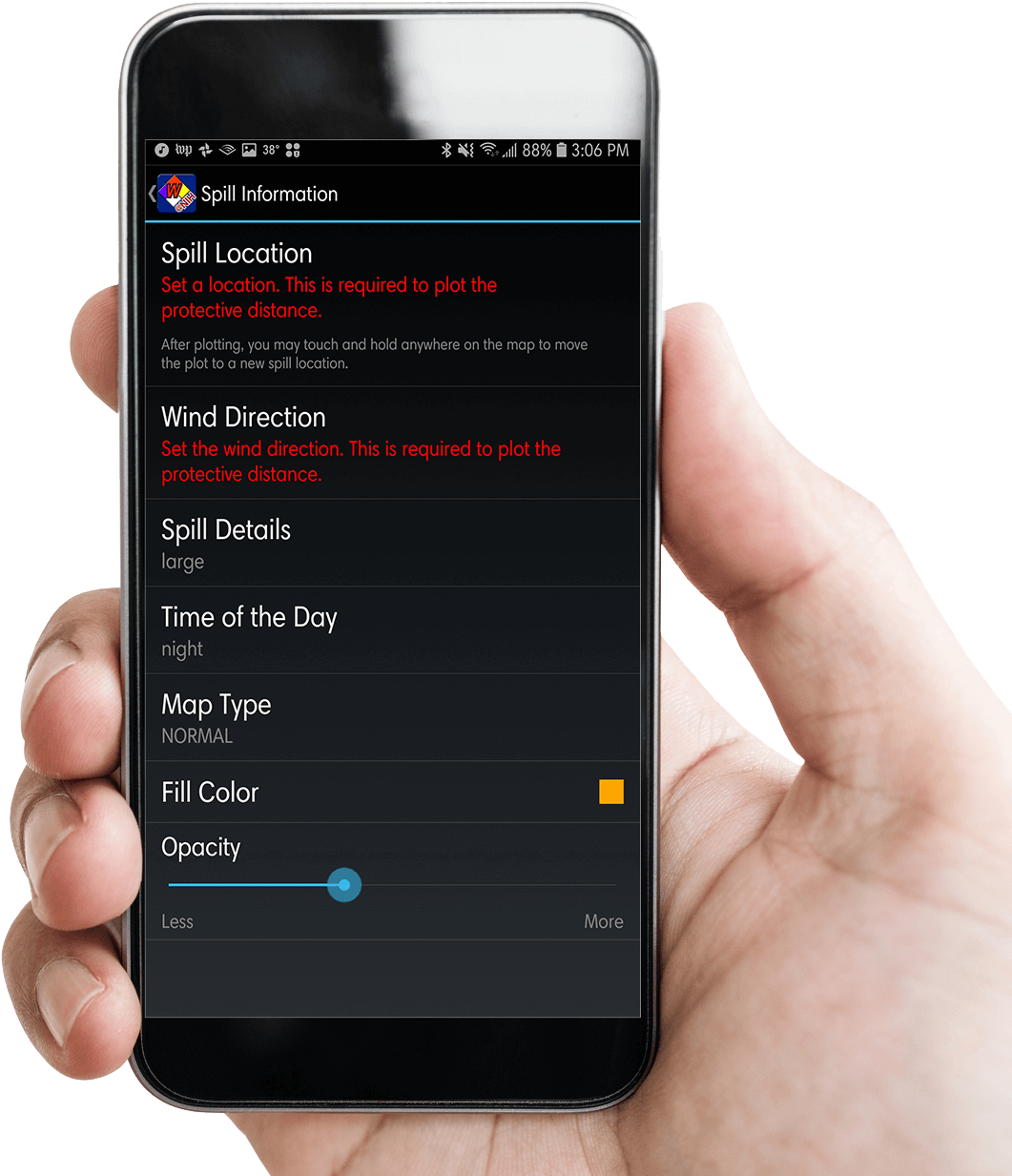 Hand Holding A Mobile Phone With Wiser App 'spill Information' - Emergency Response Guidebook (1124x1246), Png Download