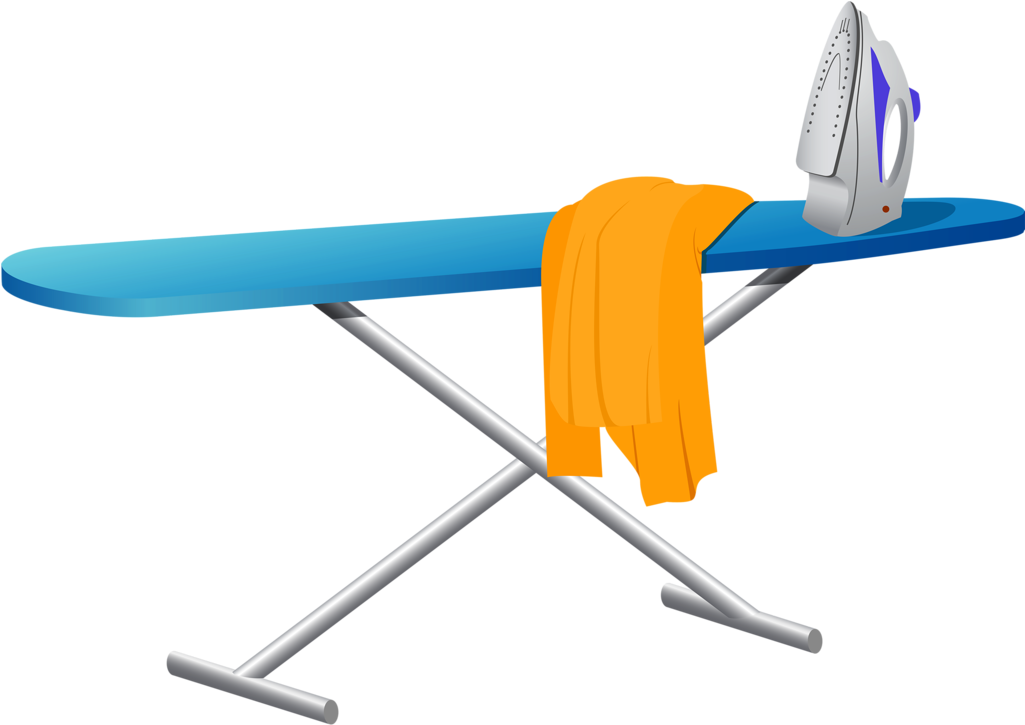 Iron Clipart Folding Clothes - Iron And Ironing Board Clipart (1024x739), Png Download