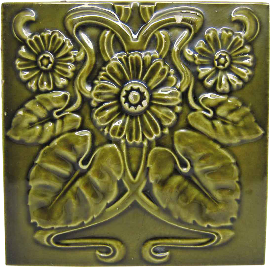 Clipart Transparent Library Green Flower Tile Chairish - Motif (1212x1199), Png Download