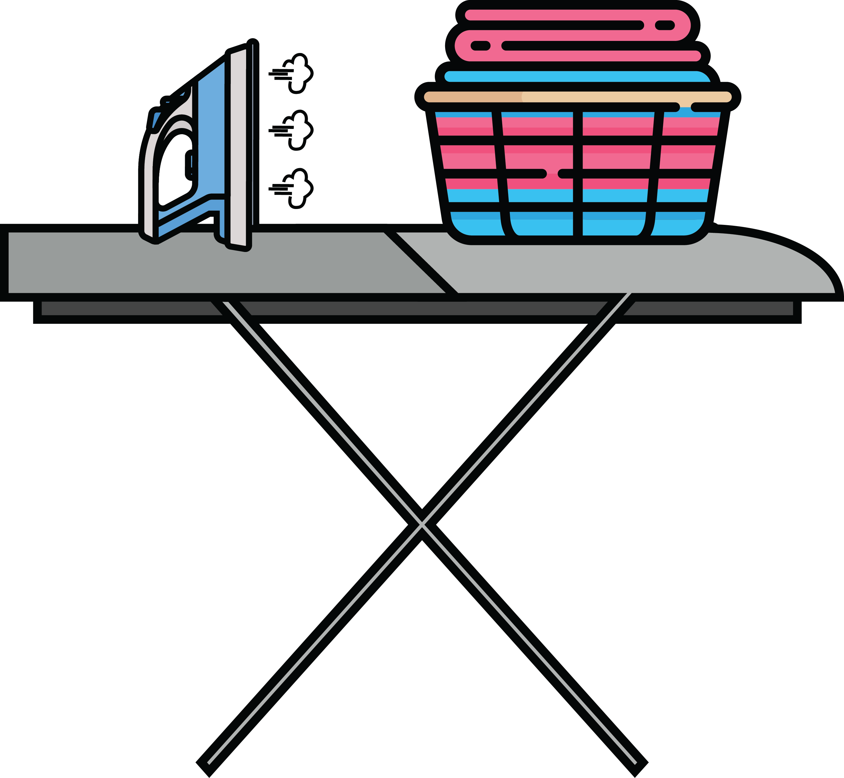 Iron Clipart Folding Clothes - Laundry (2867x2643), Png Download