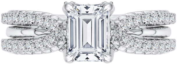 Carizza 18k White Gold Carizza Semi Mount Engagement - Engagement Ring (800x800), Png Download