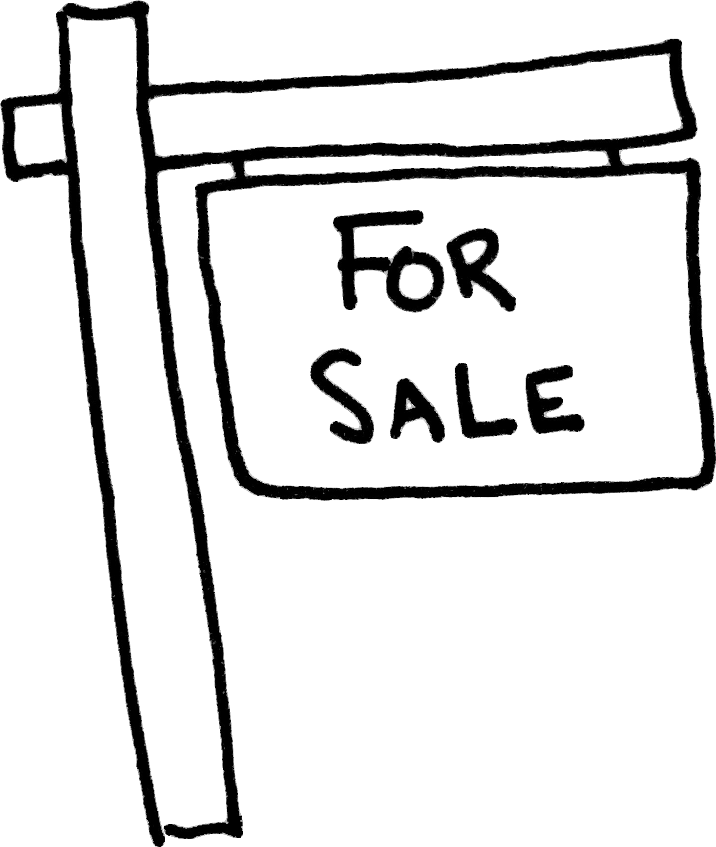 For Sale Sign - Line Art (1946x2098), Png Download