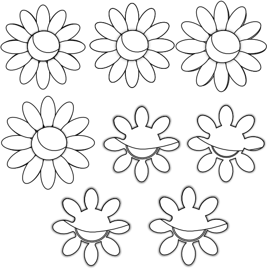Eight Flowers Flora 34 Black White Line Art Coloring - Shetland Geopark Map (555x555), Png Download