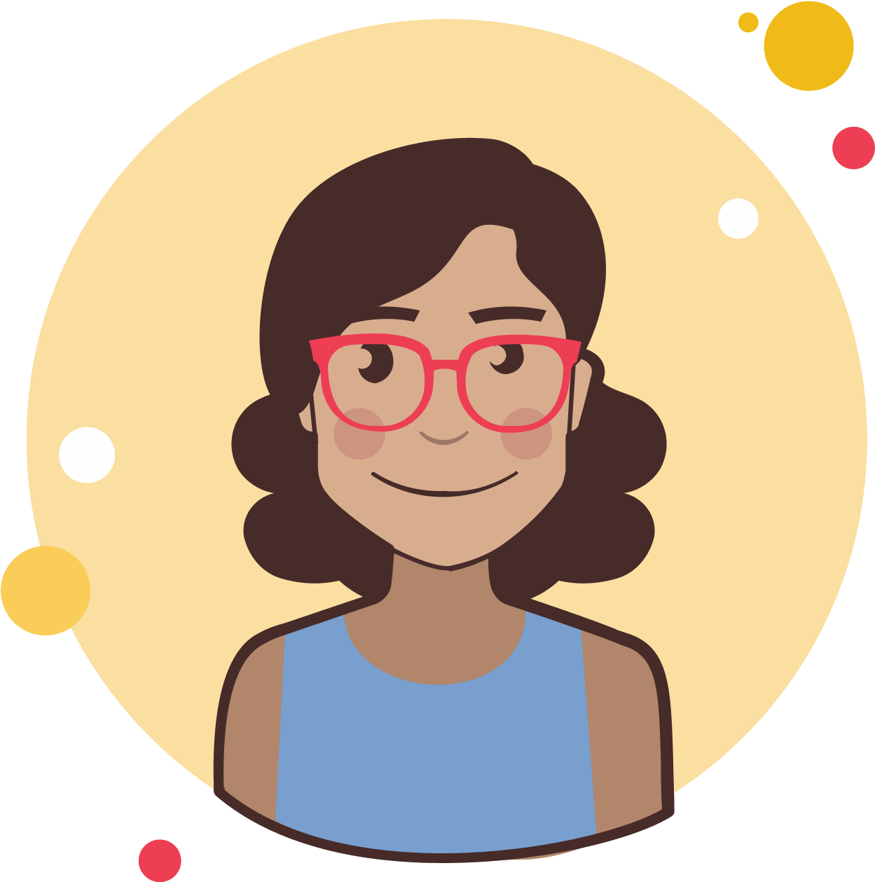 Senhora De Cabelo Encaracolado Marrom Com Óculos Icon - Illustration (1600x1600), Png Download