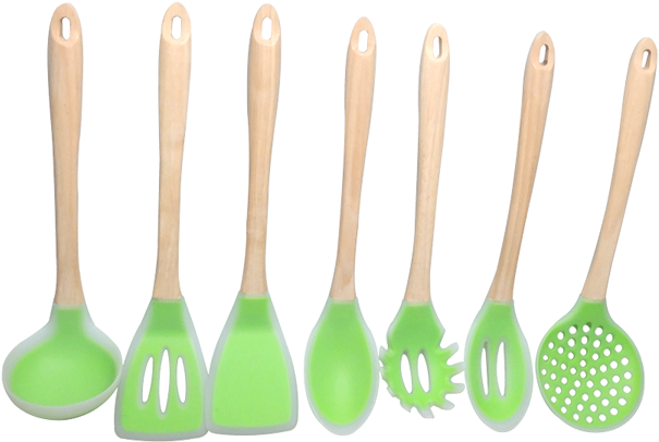 100% Food Grade Heat Resistant Wooden Handles Silicone - Kitchen Utensil (750x413), Png Download