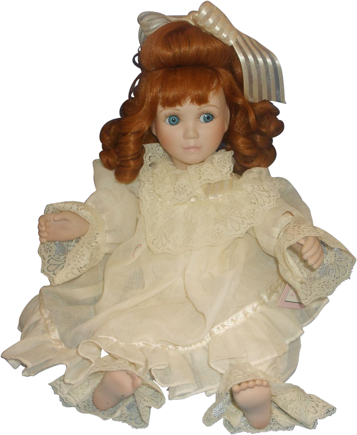 Colleen Red Head Porcelain Doll Victorian Lace Collection - Doll (1410x1410), Png Download