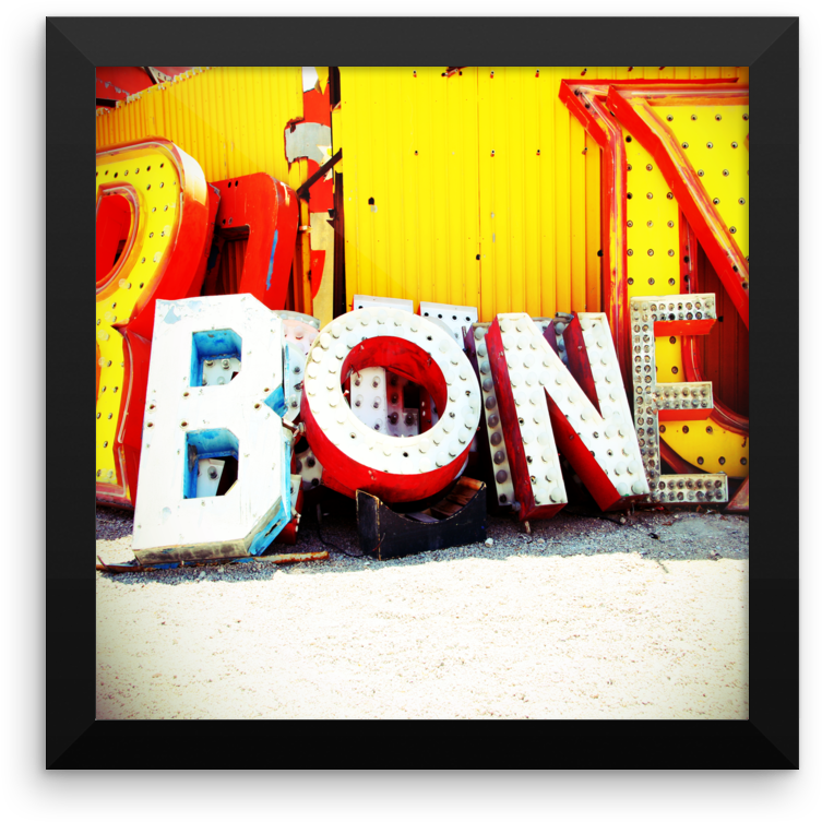"bone" Vintage Vegas Framed Art Print Remarque Decor - Picture Frame (1000x1000), Png Download