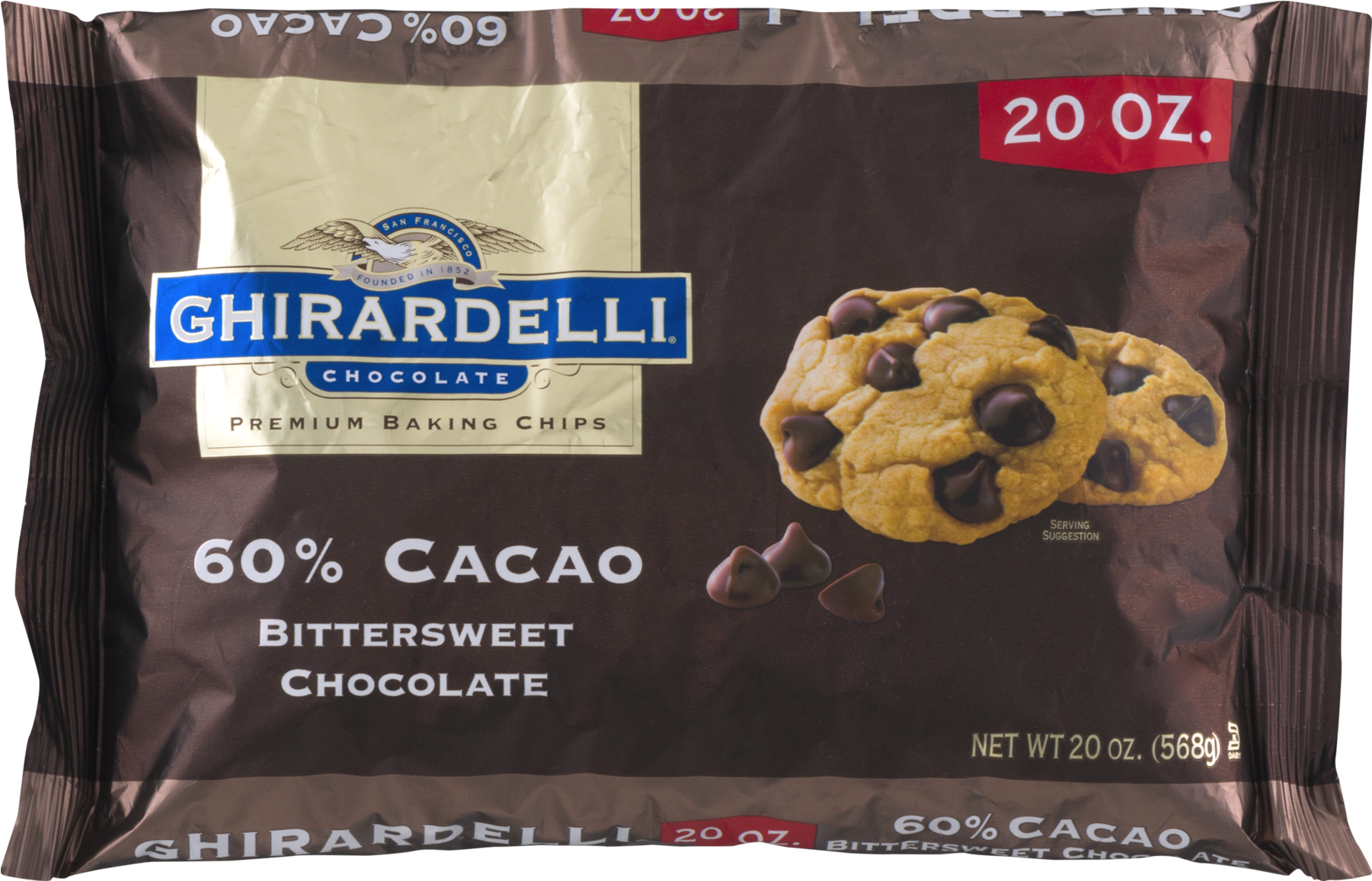 Ghirardelli 60% Cacao Bittersweet Chocolate Baking - Ghirardelli Chocolate Chips (1800x1800), Png Download