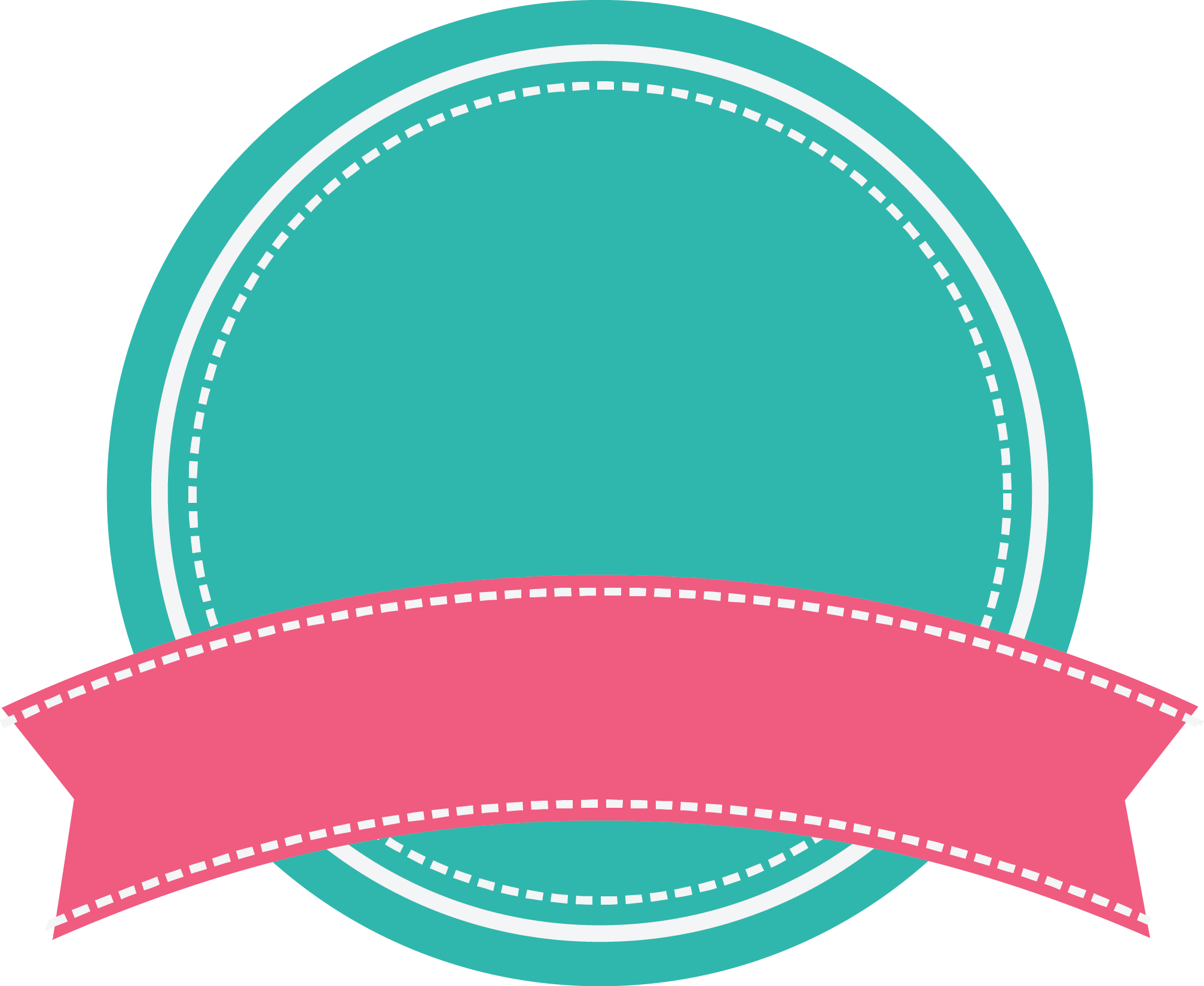 Green Round Badge With Arc Pink Ribbon Banner With - Mogi Das Cruzes (2014x1649), Png Download