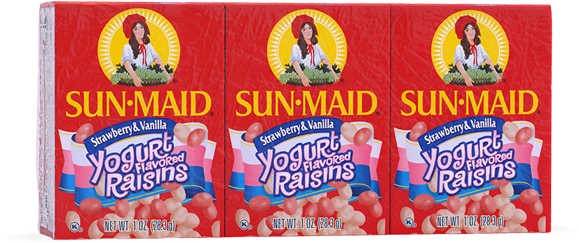 Sun-maid Strawberry And Vanilla Yogurt Flavored Raisins - Label (900x500), Png Download