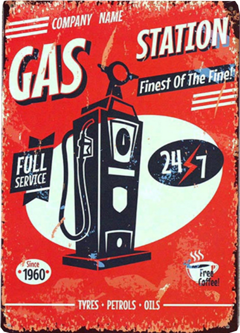 Vintage Sign Gas Station - Vintage Gas Station Sign (800x800), Png Download