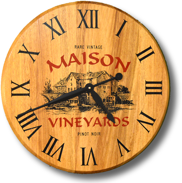 Rare Vintage Vineyards Barrel Head Clock - Clock (632x614), Png Download