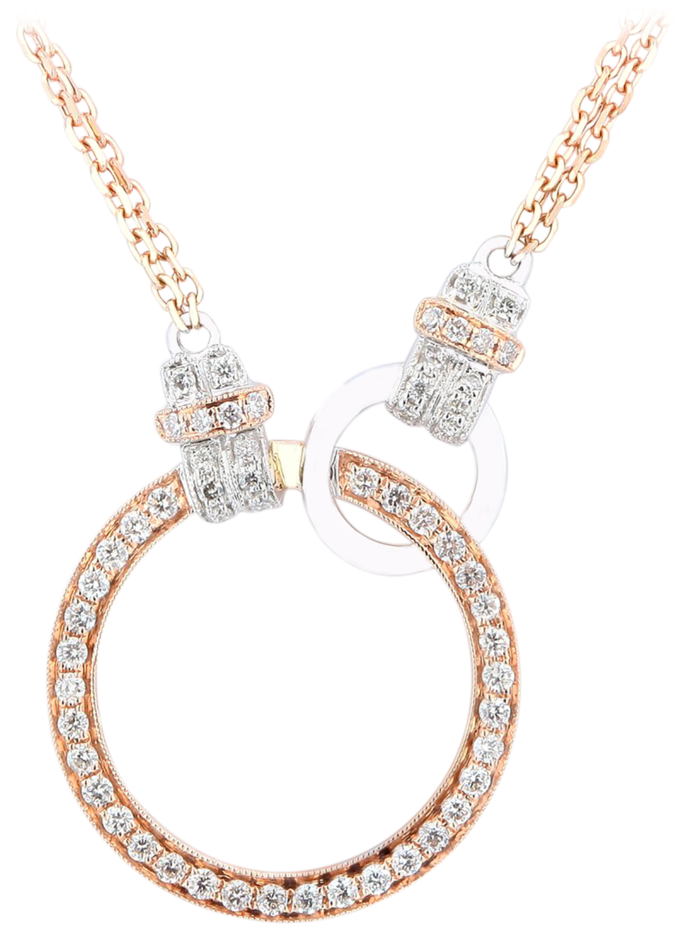 Link By Link Two Tone Circle Diamond Necklace - Pendant (1024x1024), Png Download