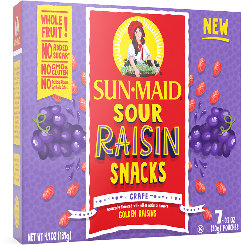 Sun-maid Grape Sour Raisin Snacks - Sun Maid Sour Raisin Snacks (1201x900), Png Download
