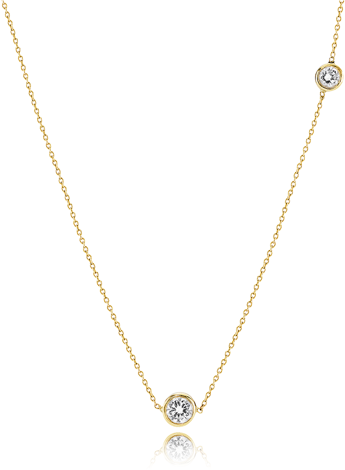 Image Of Double Diamond Necklace, 18ct Yellow Gold - Necklace (1000x1000), Png Download