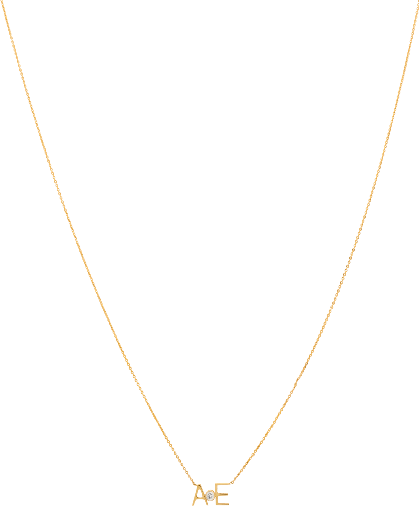 Letters & Diamond Necklace 14crt Gold - Necklace (1395x1800), Png Download