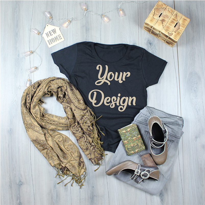 Use This Blank Black T Shirt Mockup For Your T Shirt - Girl (1000x800), Png Download