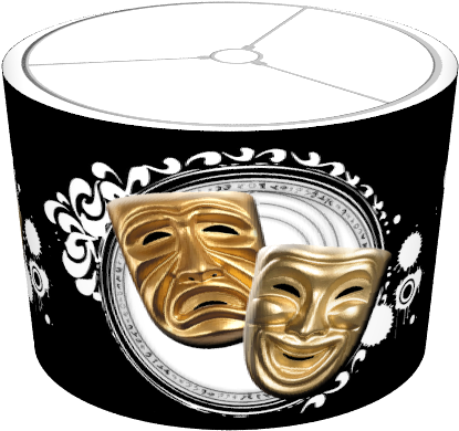 Gold Drama Masks Lampshade - Coffee Cup (674x516), Png Download