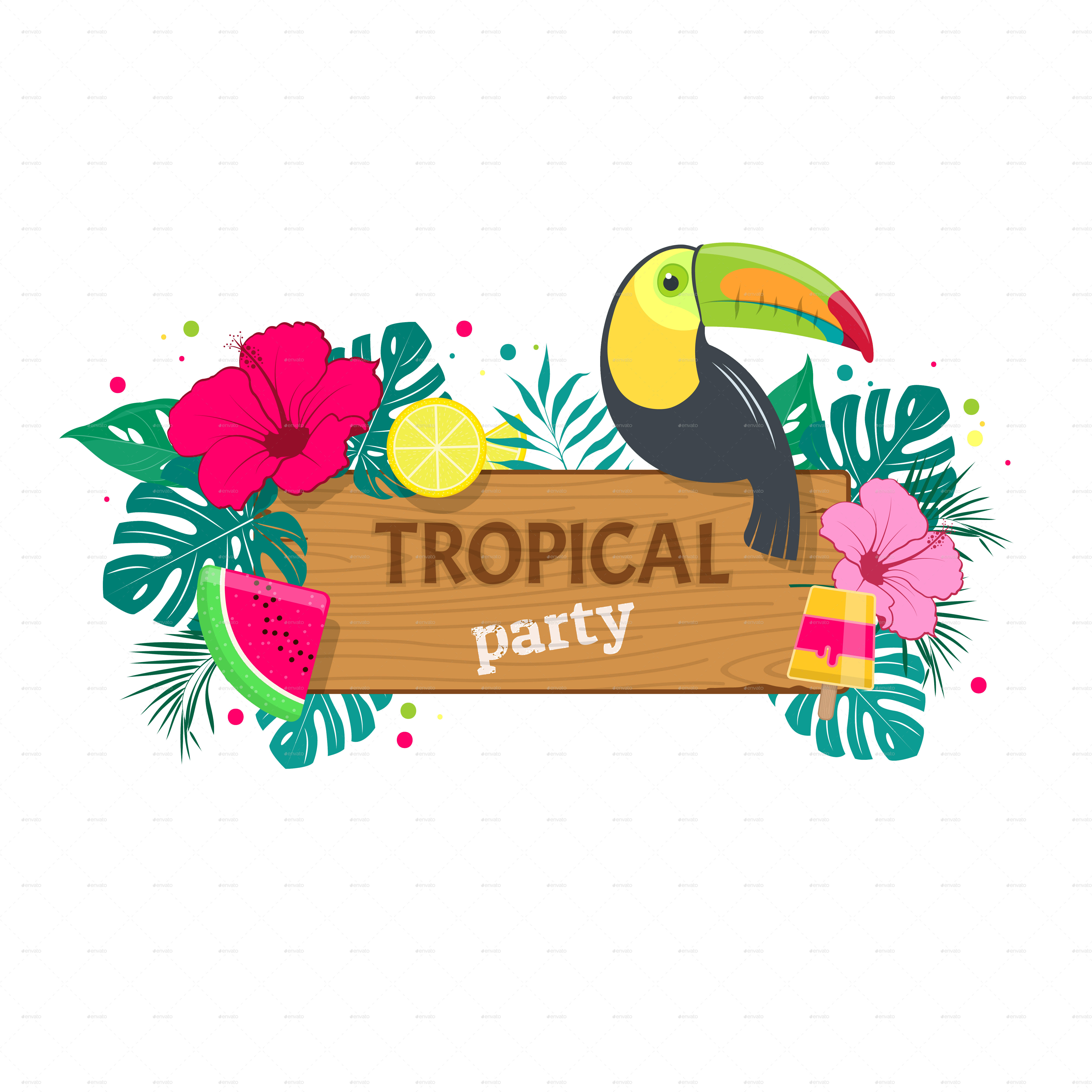 Tropical Party Banner - Tropical Party (5000x5000), Png Download