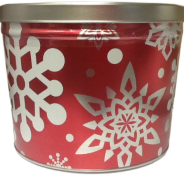 2 Gallon Let It Snow Christmas Themed Gourmet Popcorn - Tin Can (600x600), Png Download