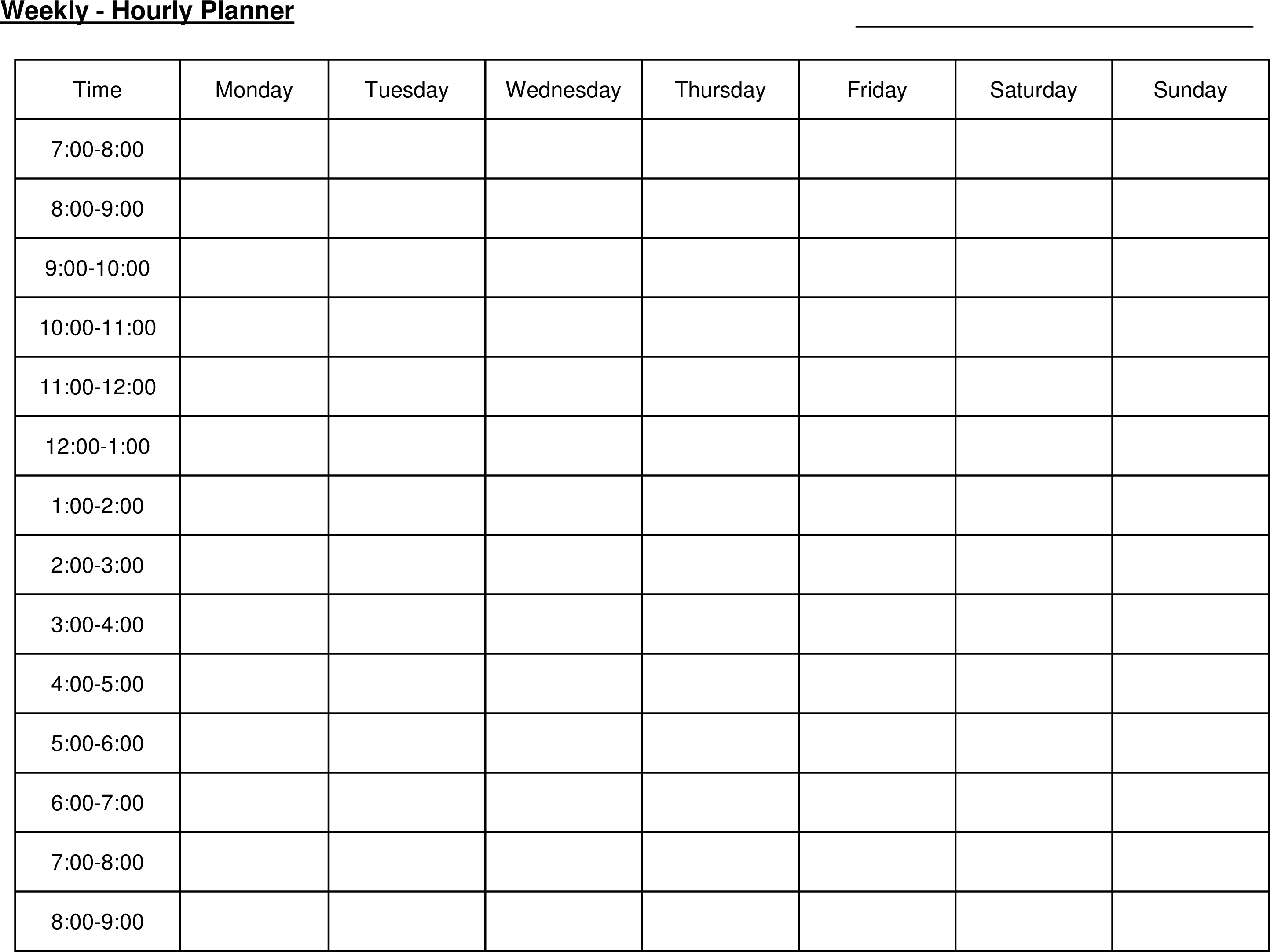 Schedule Template Hourly Agenda Weekly Planner Excel - Number (3300x2550), Png Download