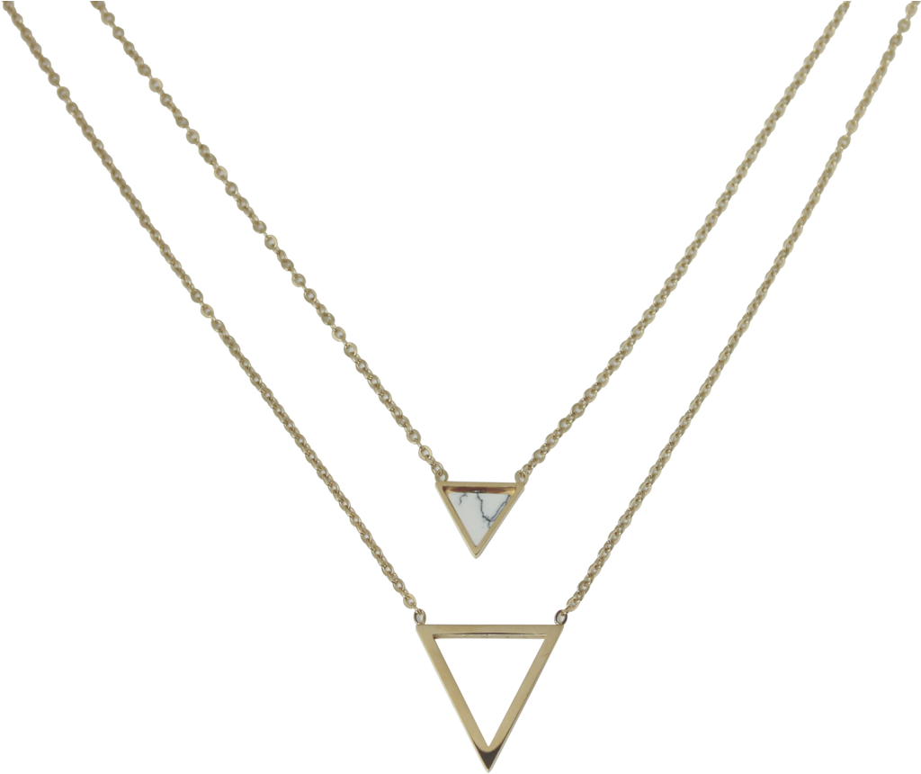 Collar Dorado 2 Triangulos - Necklace (1024x931), Png Download