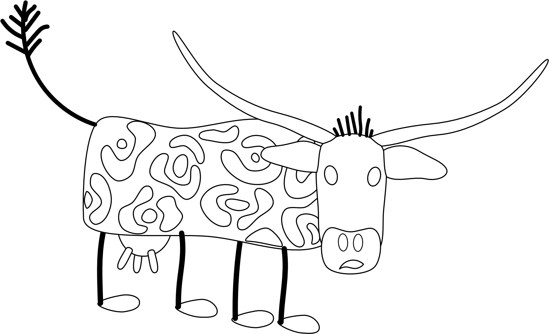 Cows Black White Line Animal Animal 1979px 242 - Illustration (1979x1648), Png Download