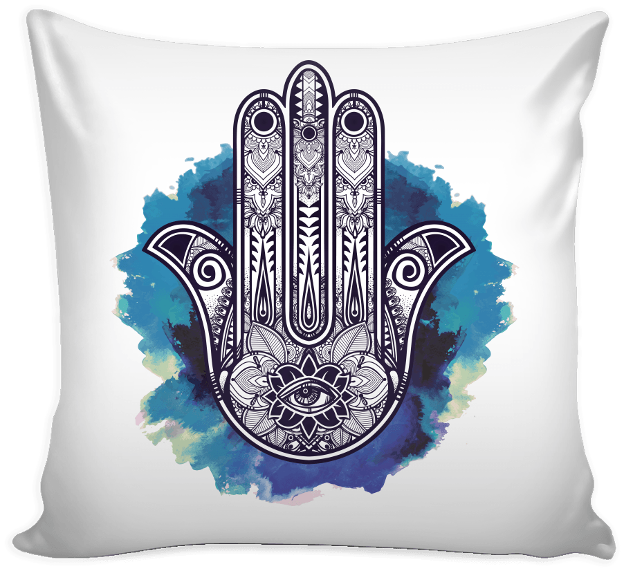 Ornate Hand Drawn Hamsa Pillow Cover - Donut Care Pillow (1024x1024), Png Download