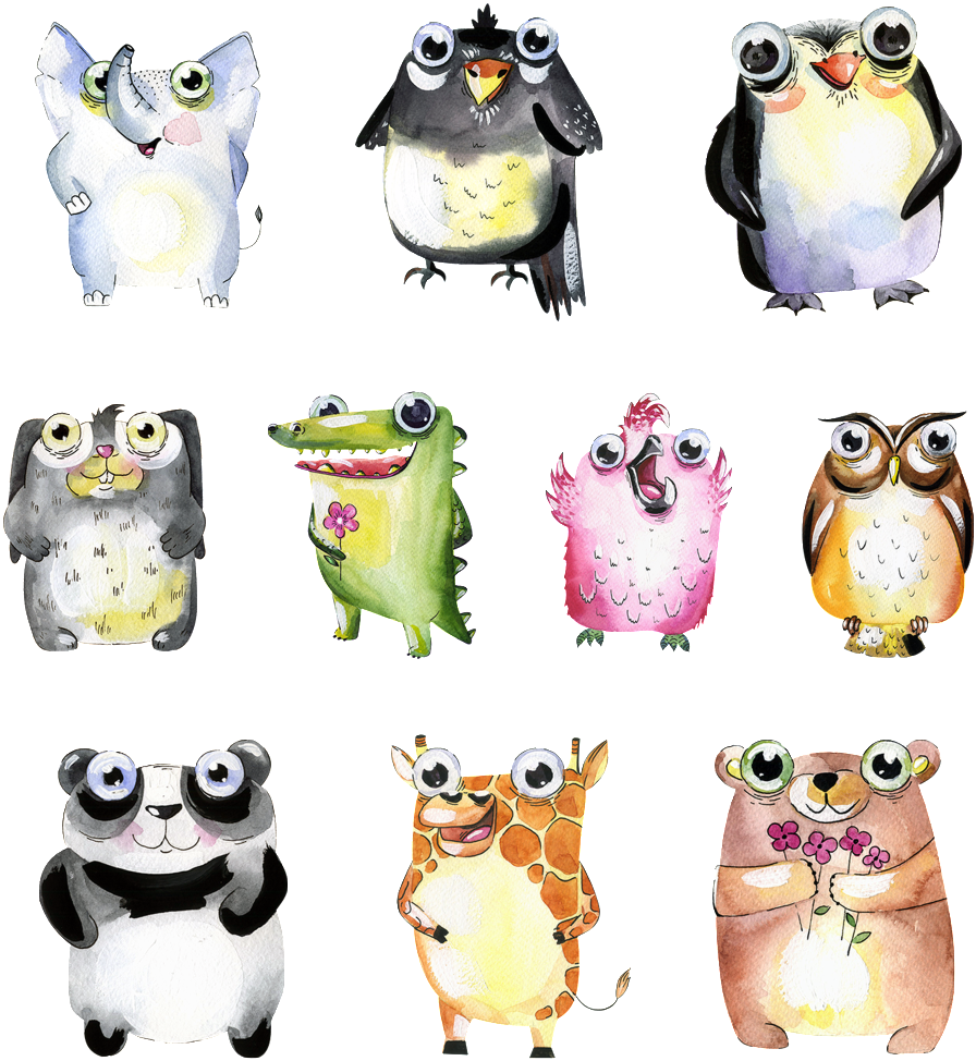 Cartoon Animal Transparent Decorative - Cartoon (1024x1243), Png Download