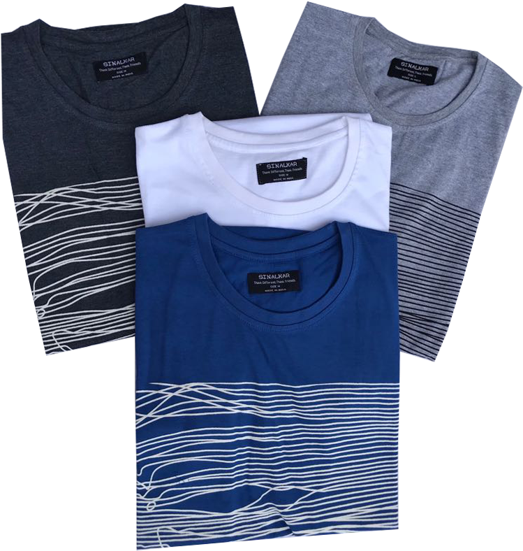 Sinalkar Zig Zag Lines Fancy Men's T-shirt In Grey - Pocket (800x1000), Png Download