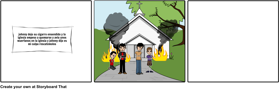 Johnny Dejo Su Cigarro Ensendido Y La Iglesia Empes - Cartoon (1164x385), Png Download