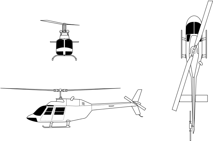 Bell 206a Orthographical Image - Oh 58 Kiowa (760x472), Png Download