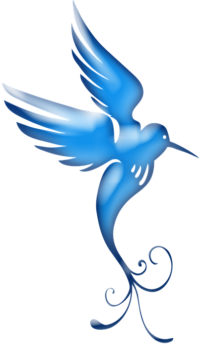 Bird, Blue Satin, Stylized, Elegant, Swirl, Large - Swirl Birds Silhouette (720x720), Png Download