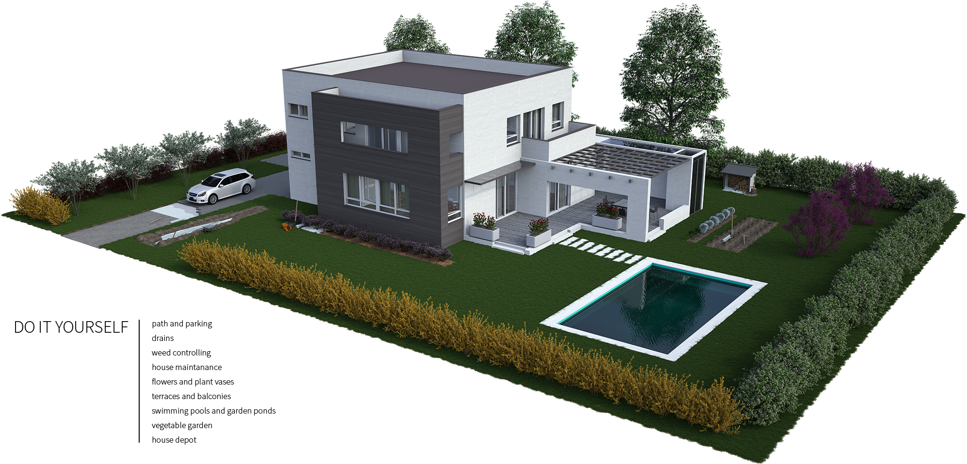 Path And Parking - Lawn (2000x1000), Png Download