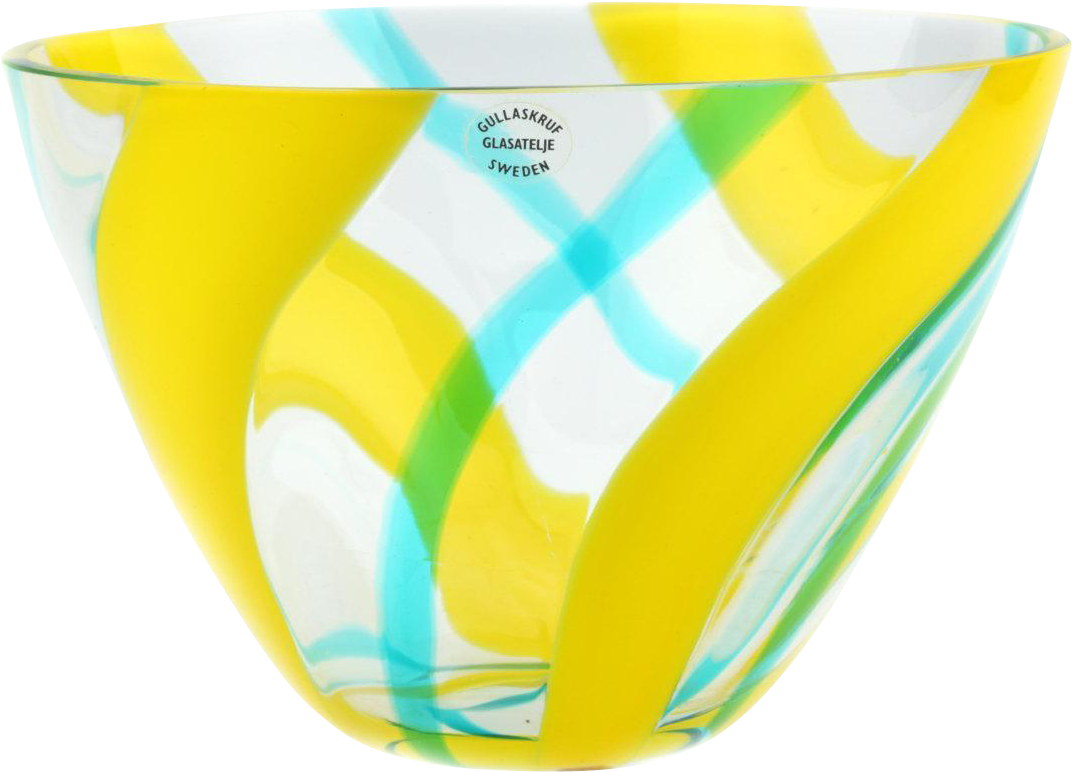 Vintage Gullaskruf Yellow And Blue Swirl Swedish Art - Ceramic (1071x1071), Png Download