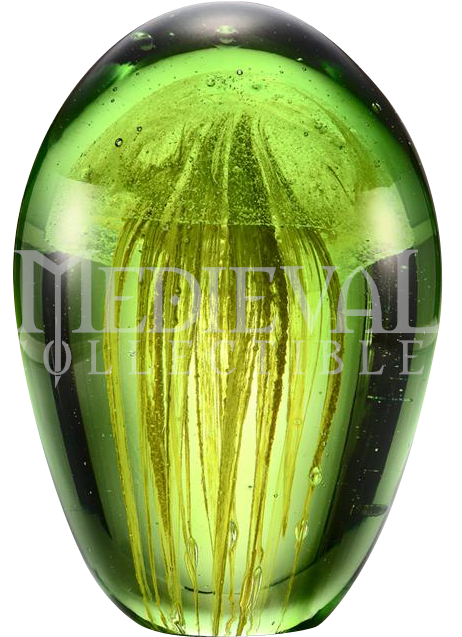 Yellow And Green Mist Jellyfish Art Glass - Sphere (657x657), Png Download