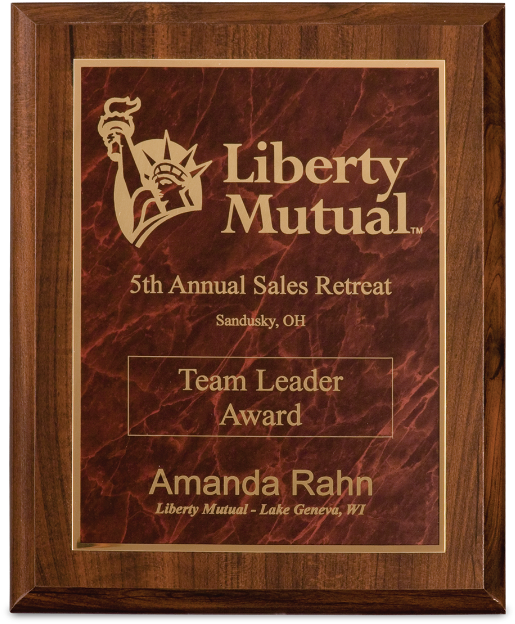 Cherry Finish Plaque With Red Marbleized Plate - Poster (582x675), Png Download